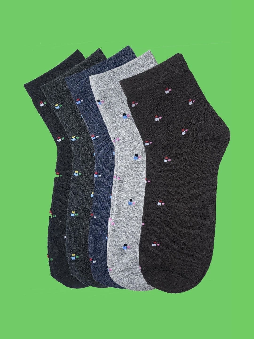T.T. Men Pack of 5 Cotton Assorted Patterned Ankle Length Socks - view 1