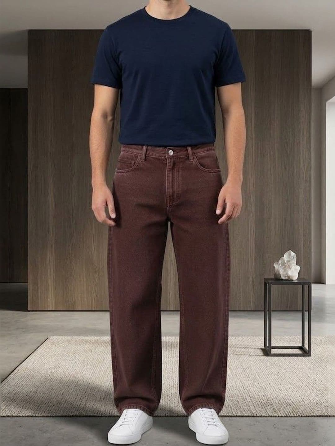 NIFFER FASHION Men Wide Leg Mid-Rise Light Fade Applique Jeans - view 1