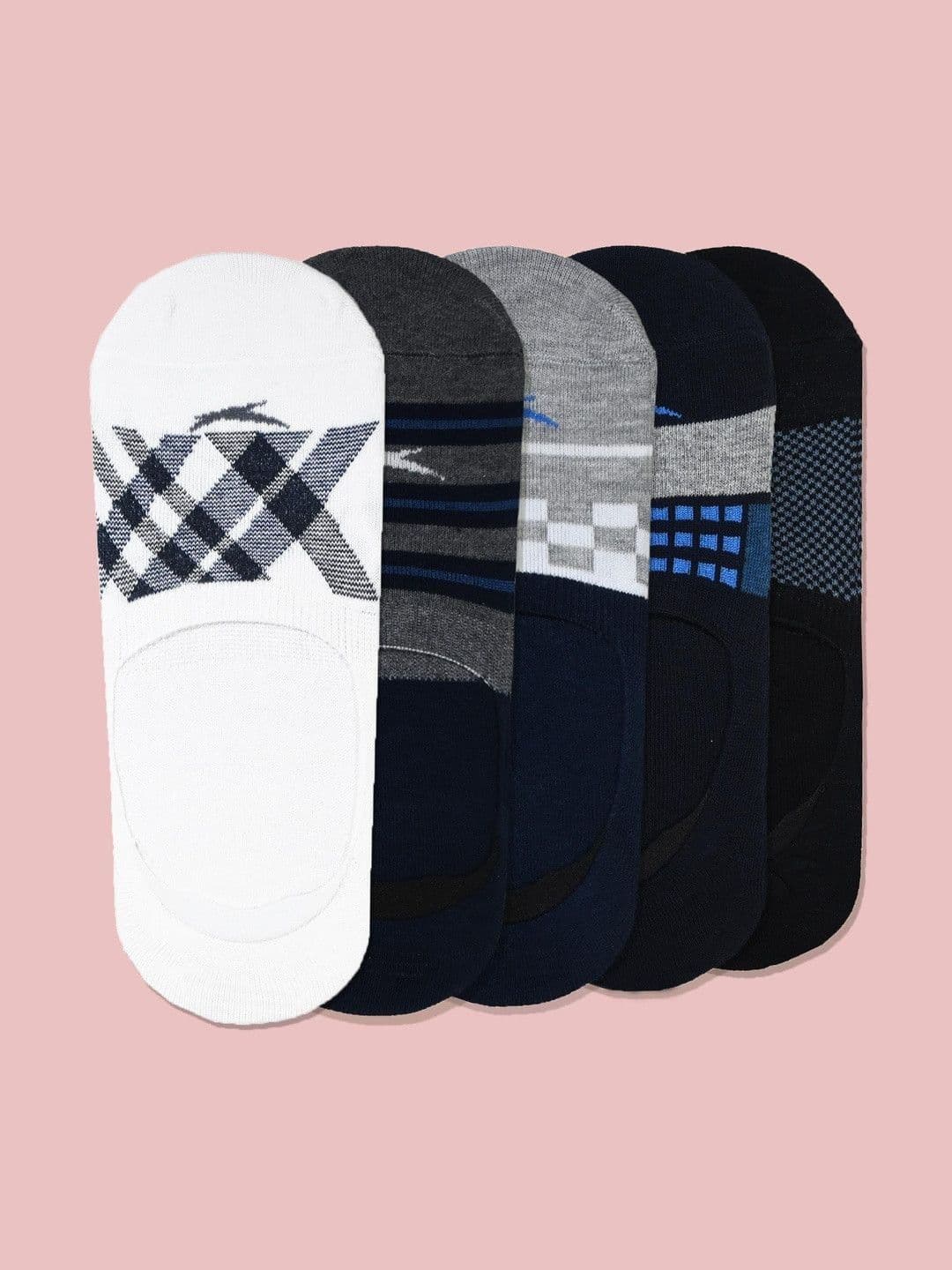 HiFlyers Men Pack of 5 Cotton Assorted Patterned Shoe Liners Socks - view 1