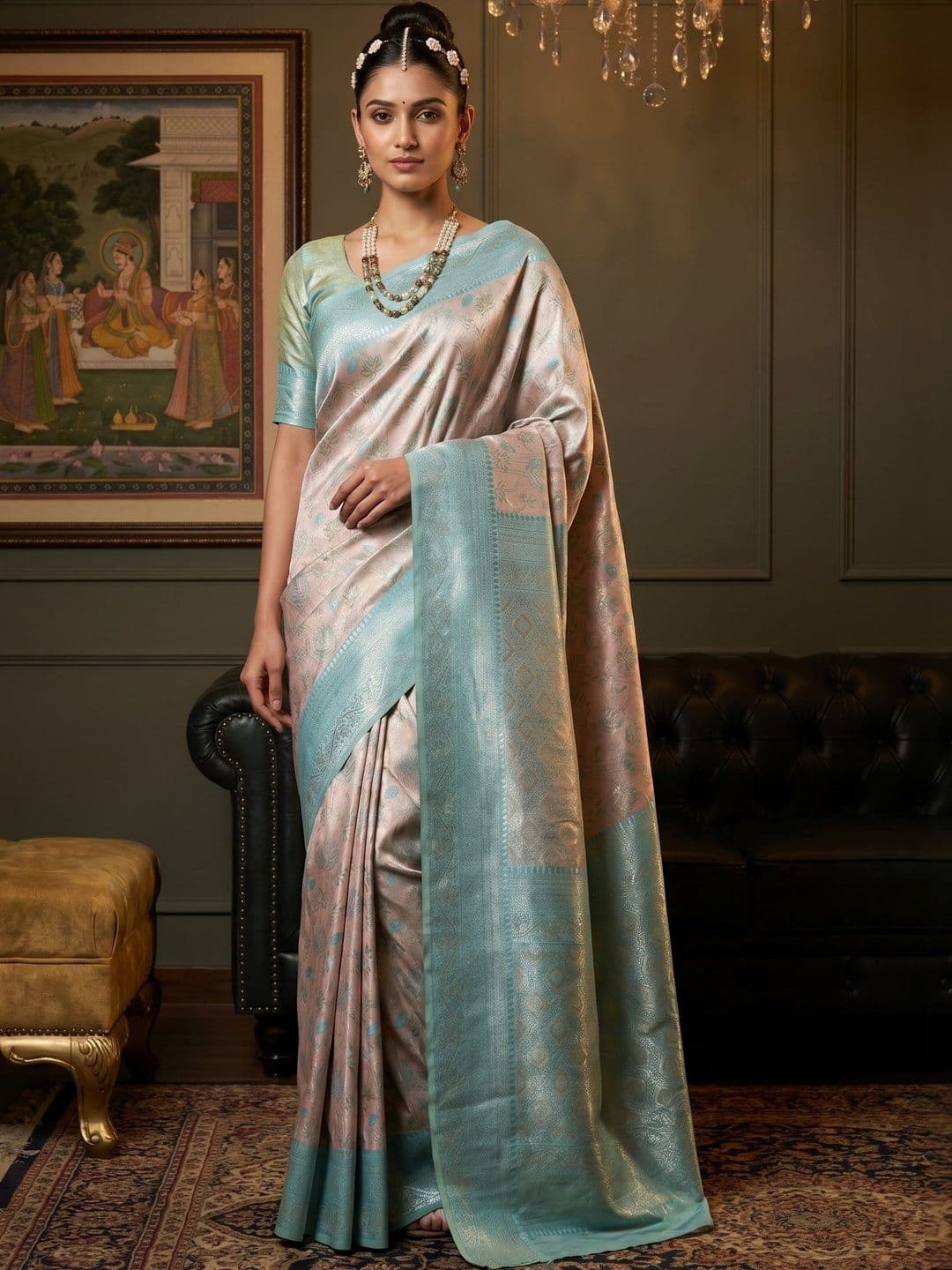 MIMOSA Woven Design Art Silk Handloom Kanjeevaram Saree - view 1