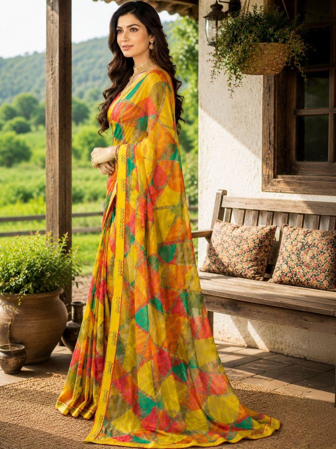 SARASWATI SILK MILLS Gotta Patti Pure Georgette Saree - view 1