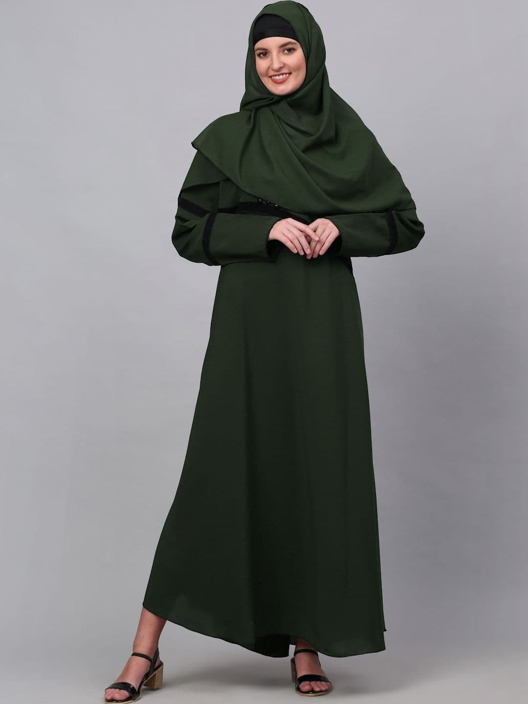 Moda Rapido Round Neck Abaya Burqa With Scarf - view 1