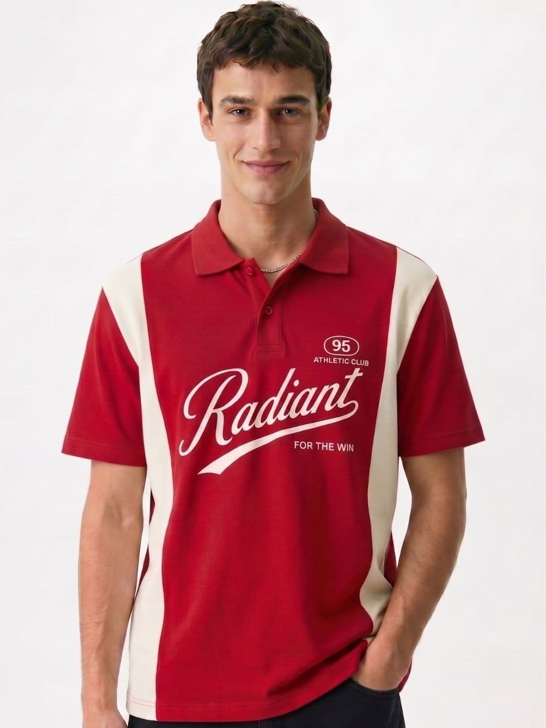 CLUB 44 Men Typography Colourblocked Polo Collar T-shirt - view 1