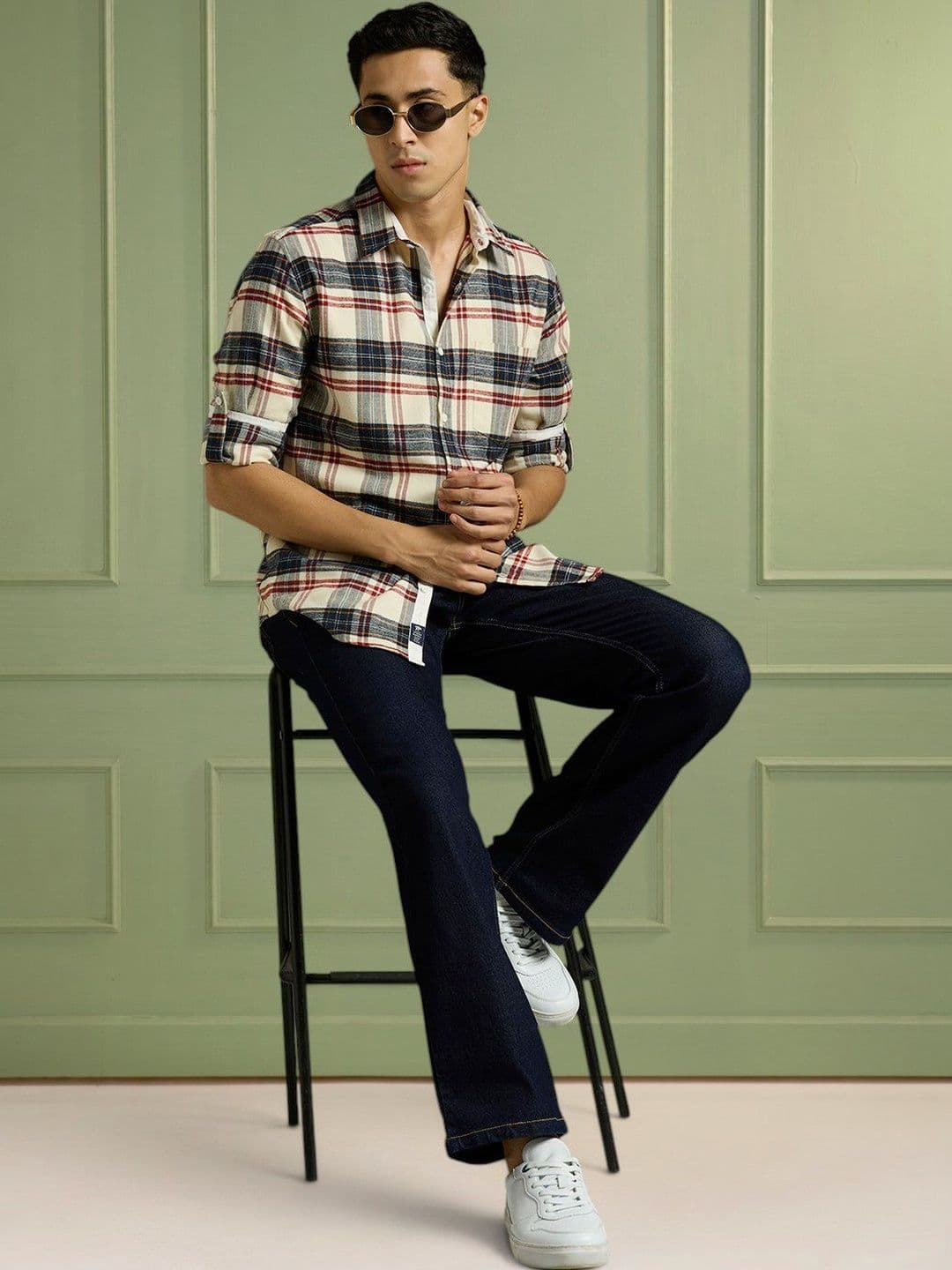 The Roadster Lifestyle Co Checked Cotton Spread Collar Shirts - view 1