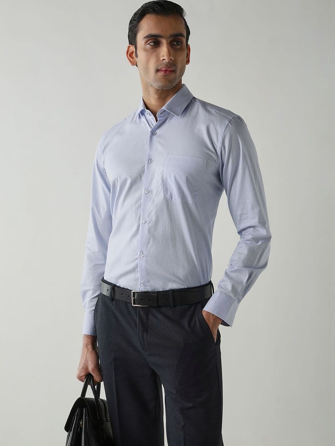 Reid & Taylor Men Slim Fit Micro Checks Formal Shirt