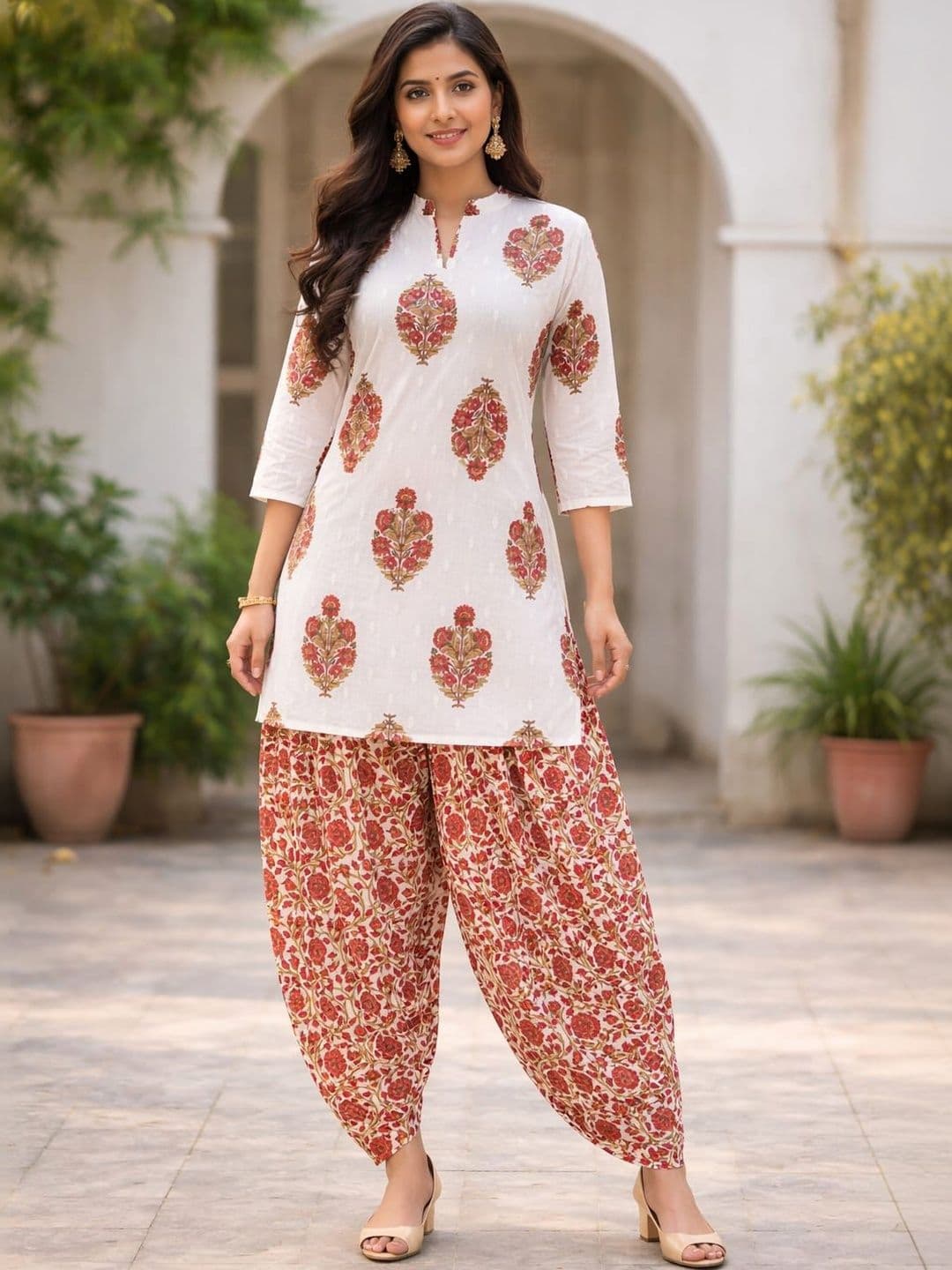 KALINI Women Floral Printed Regular Pure Cotton Kurta with Patiala - view 1
