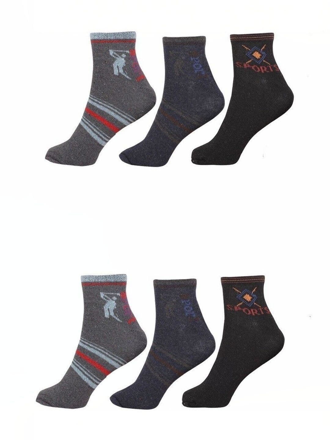 Blacktank Men Pack of 6 Cotton Striped Ankle Length Socks - view 1