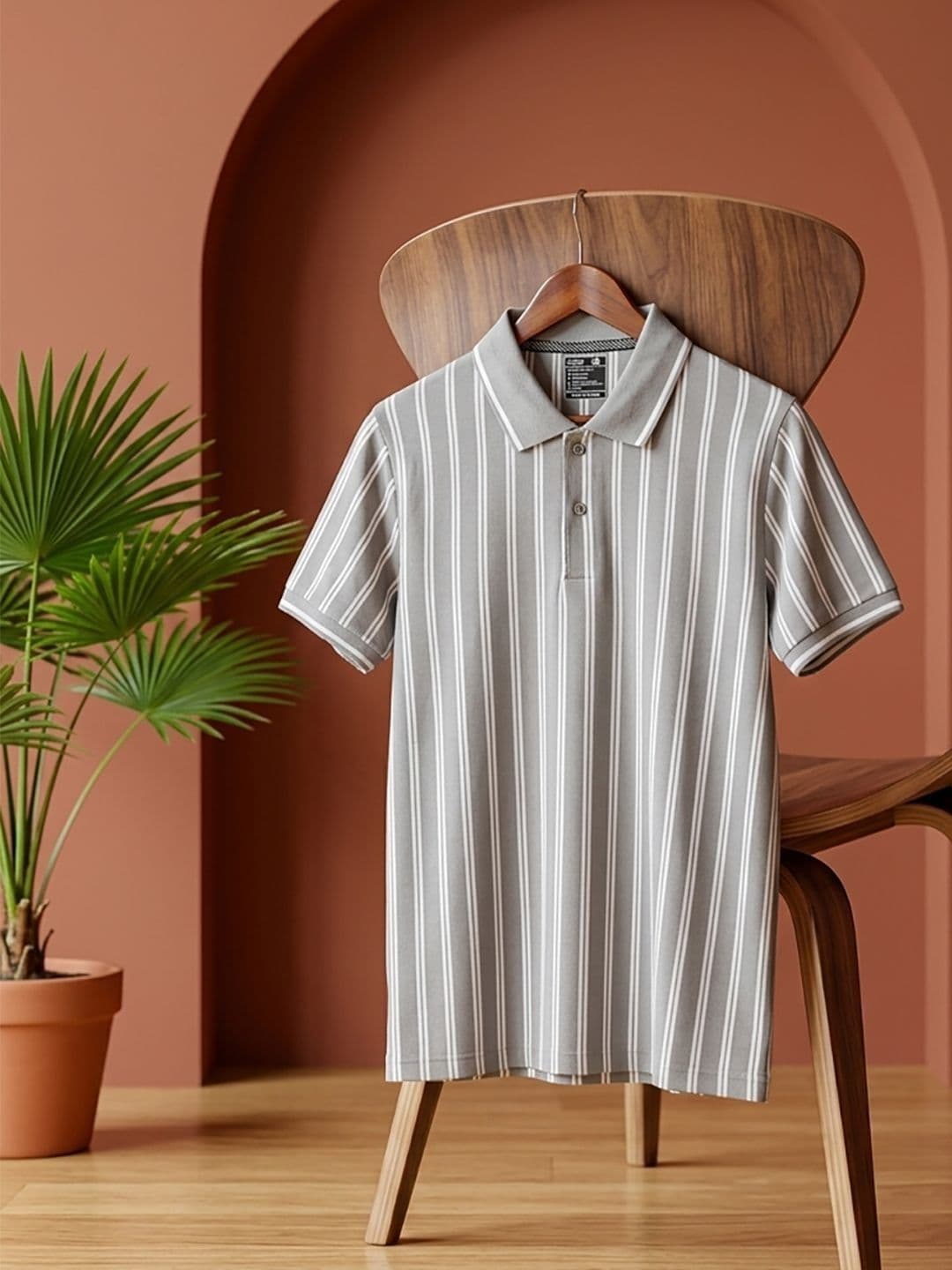 TRIUS Men Striped Polo Collar T-shirt - view 1