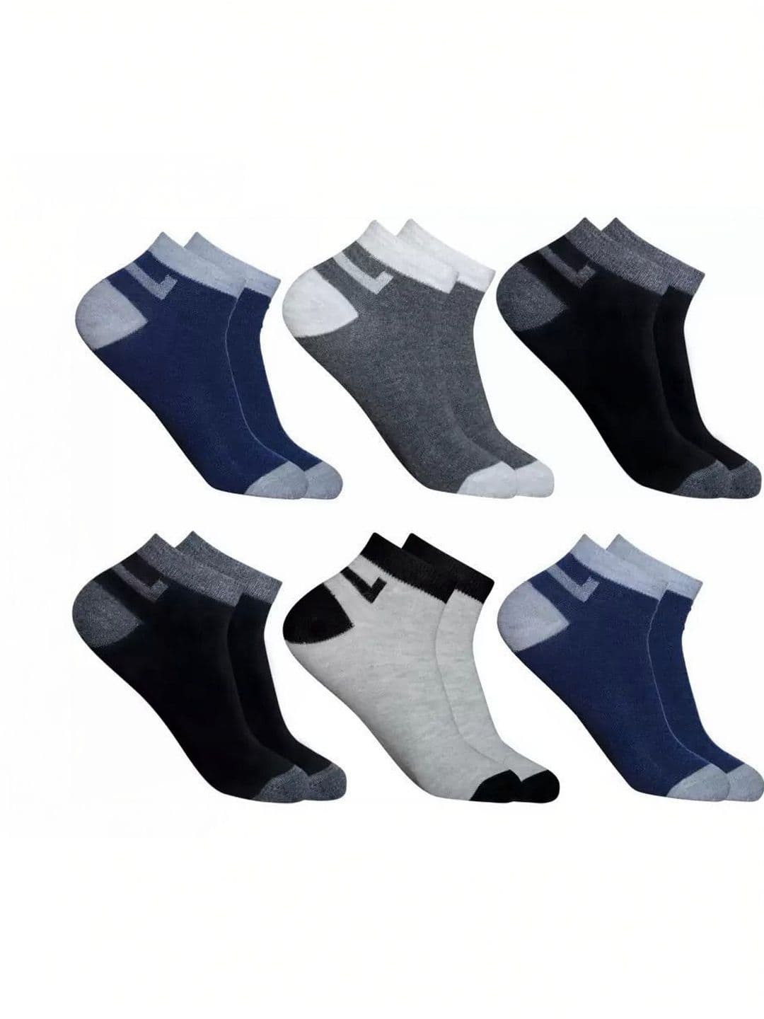 Blacktank Men Pack of 6 Cotton Colourblocked Ankle Length Socks - view 1