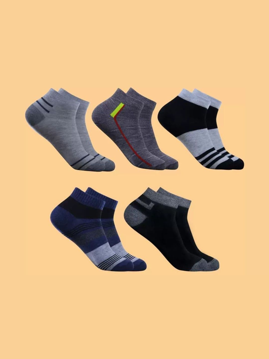 Blacktank Men Pack of 5 Cotton Patterned Ankle Length Socks - view 1