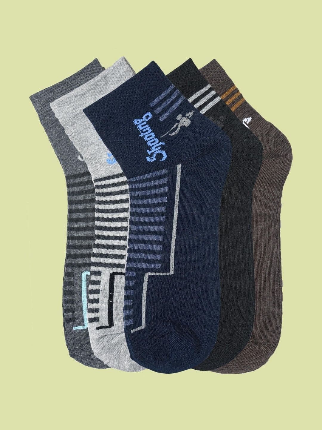 T.T. Men Pack of 5 Cotton Assorted Patterned Ankle Length Socks - view 1