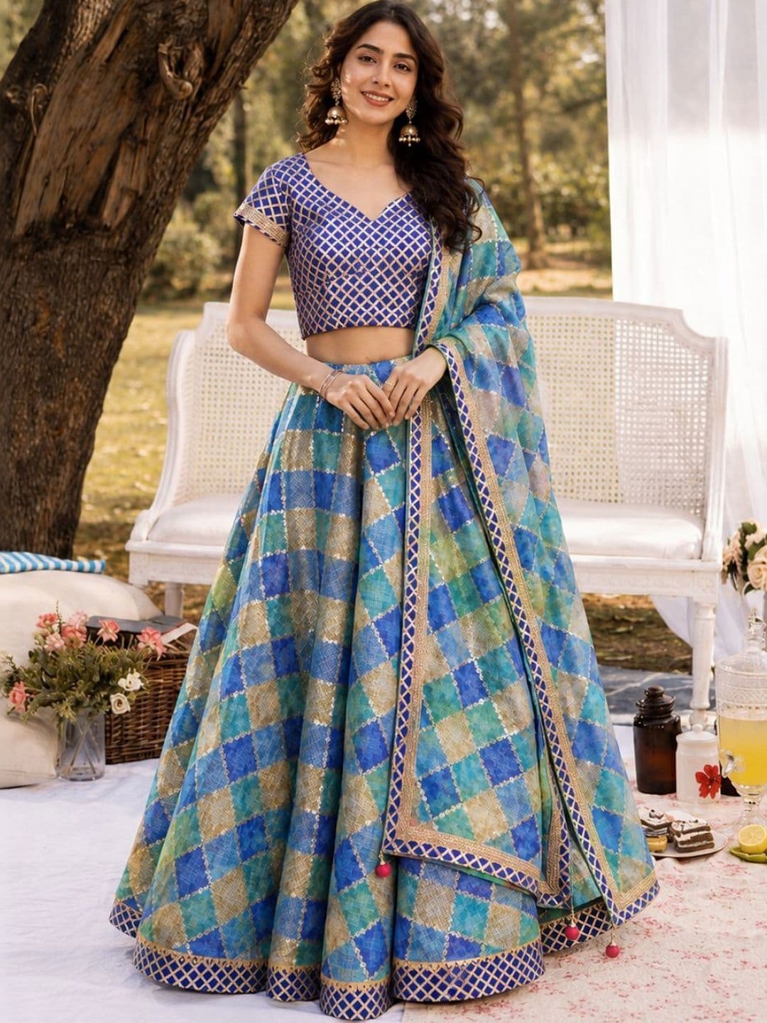 Geroo Luxe Sequinned Ready to Wear Lehenga & Blouse With Dupatta - view 1