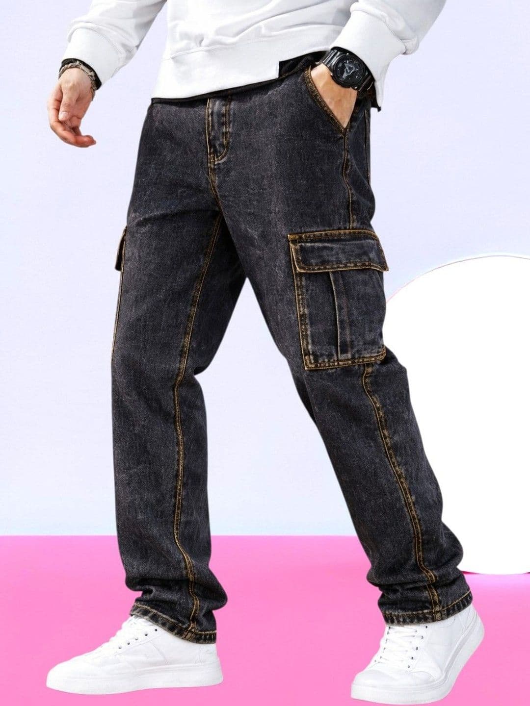 DENIMLOOK Men Relaxed Fit Mid-Rise Light Fade Jeans - view 1