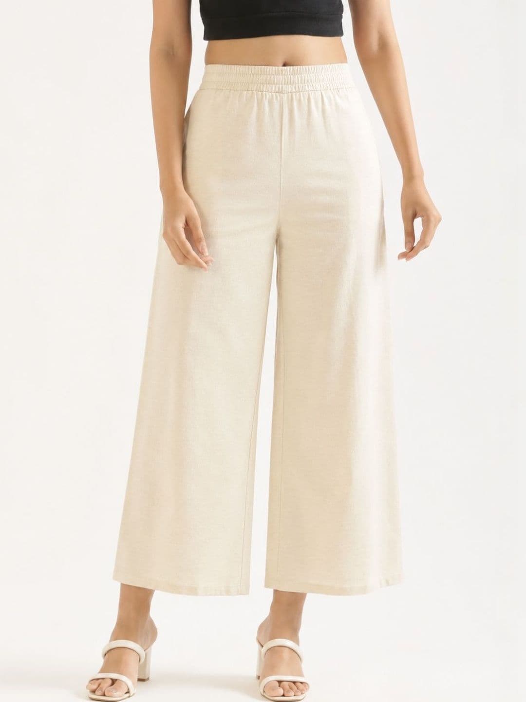 swingal Women Cream Airy Cotton Ethnic Palazzo - view 1