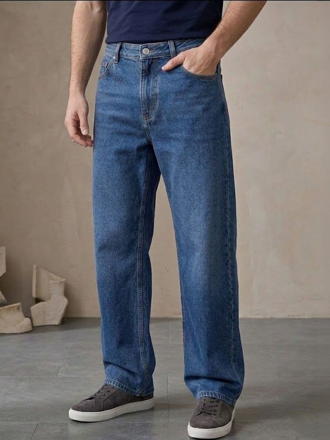 NIFFER FASHION Men Wide Leg Mid-Rise Light Fade Applique Jeans - view 1
