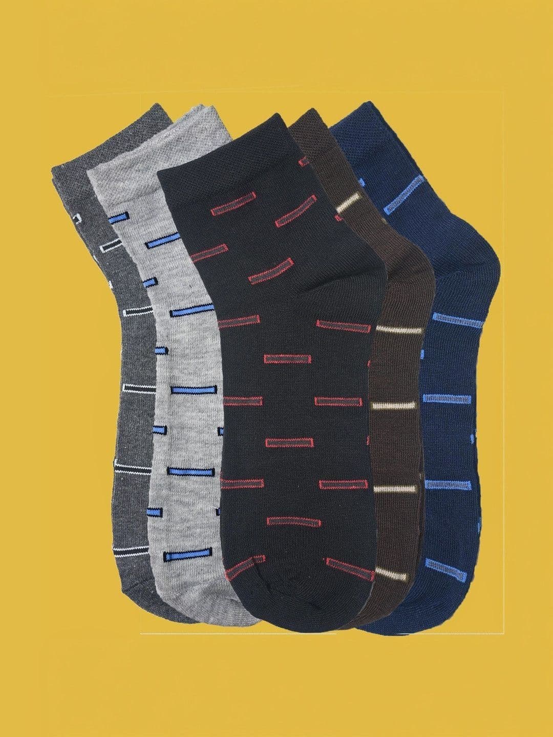 T.T. Men Pack of 5 Cotton Assorted Patterned Calf Length Socks - view 1
