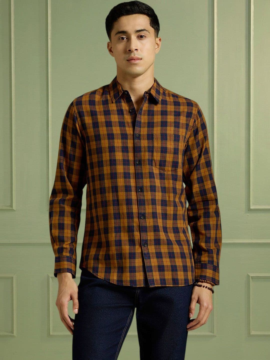 The Roadster Lifestyle Co Checked Cotton Spread Collar Shirts - view 1