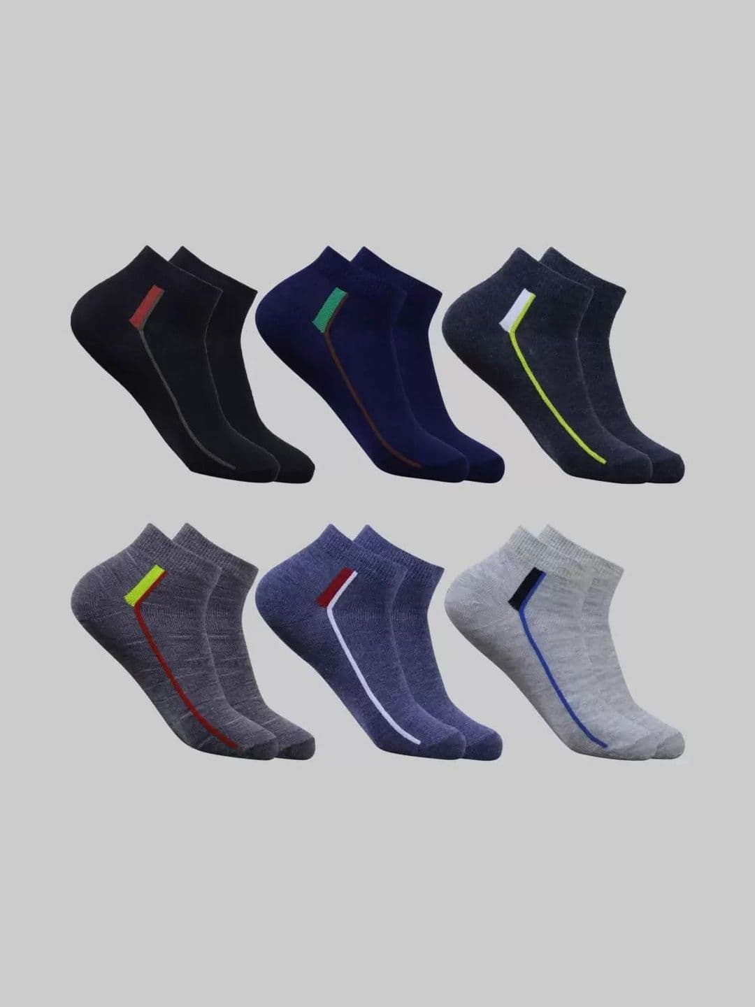 Blacktank Men Pack of 6 Cotton Colourblocked Ankle Length Socks - view 1