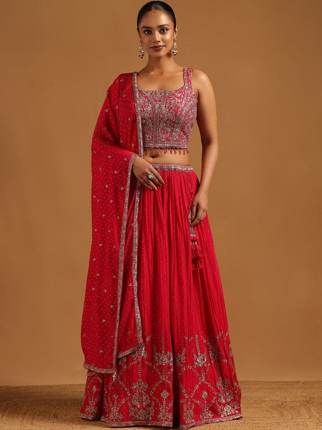Soch Embroidered Thread Work Ready to Wear Lehenga & Blouse With Dupatta - view 1