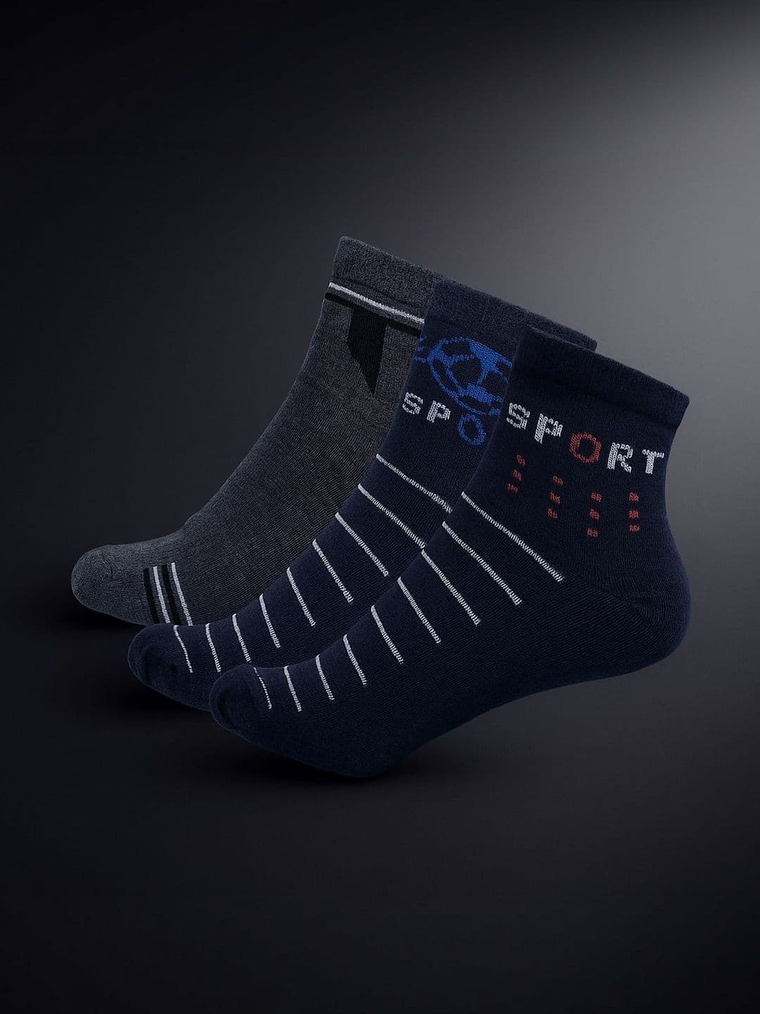 Blacktank Men Pack of 3 Cotton Patterned Ankle Length Socks - view 1