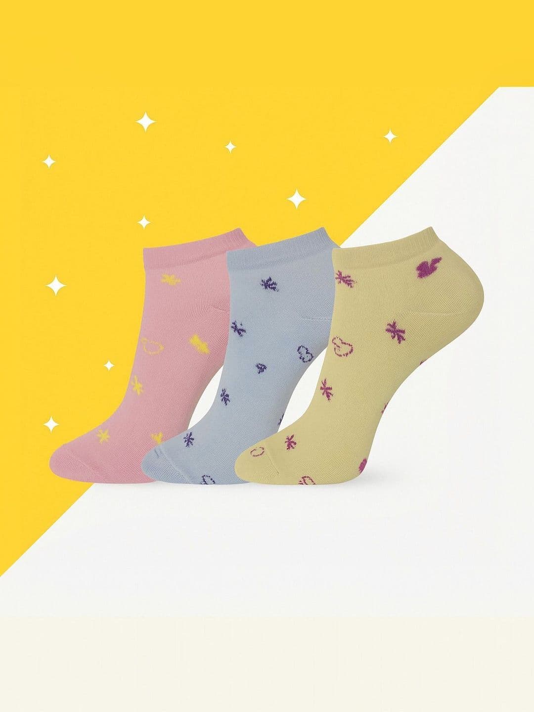 Blacktank Men Pack of 3 Cotton Patterned Ankle Length Socks - view 1