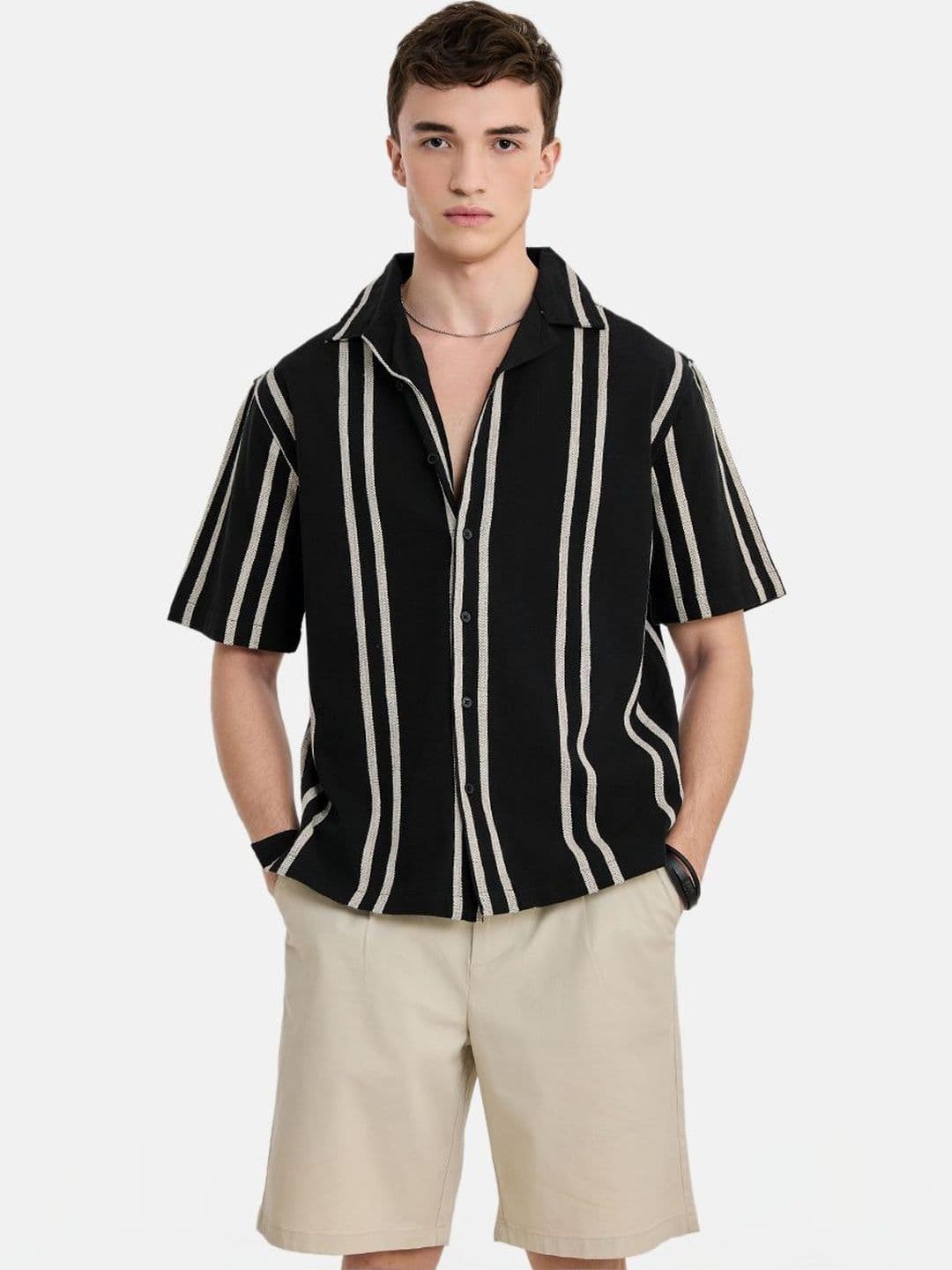 Snitch Men Boxy Striped Casual Shirt - view 1
