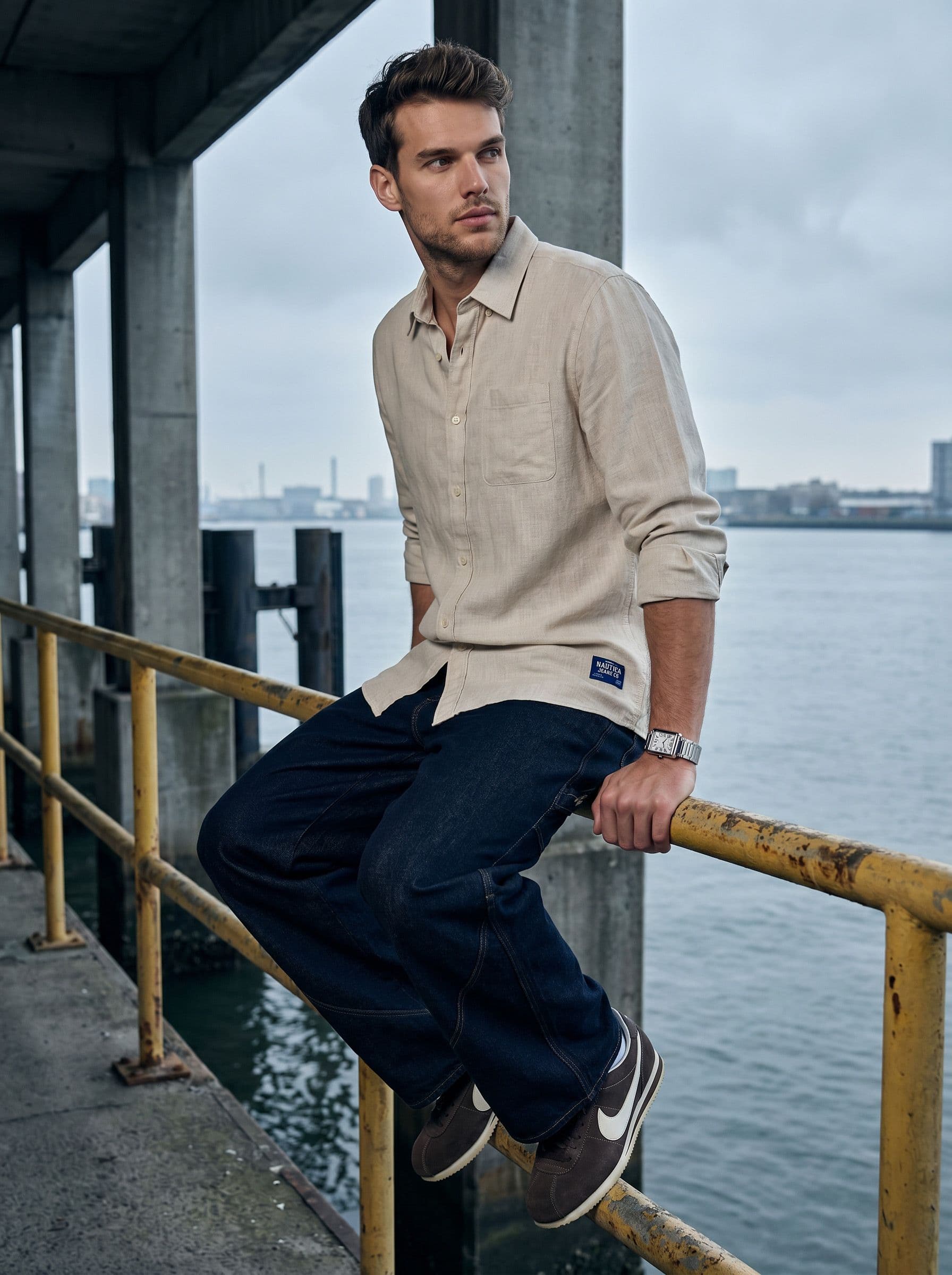 Nautica Spread Collar Pure Cotton Casual Shirt - view 1