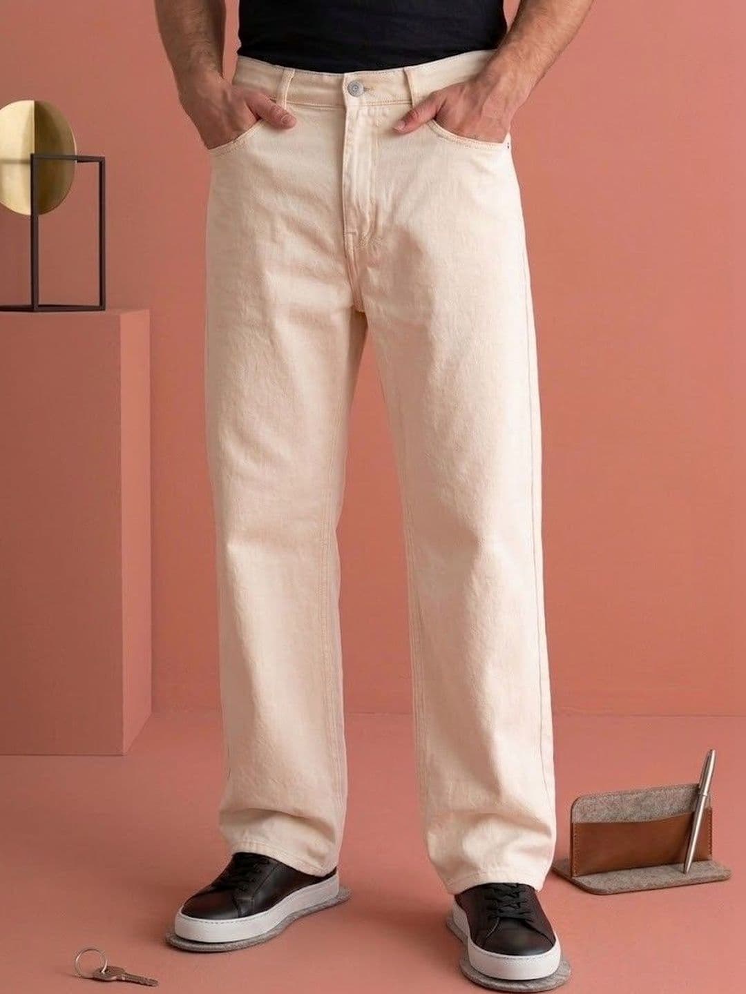 NIFFER FASHION Men Wide Leg Mid-Rise Applique Jeans - view 1