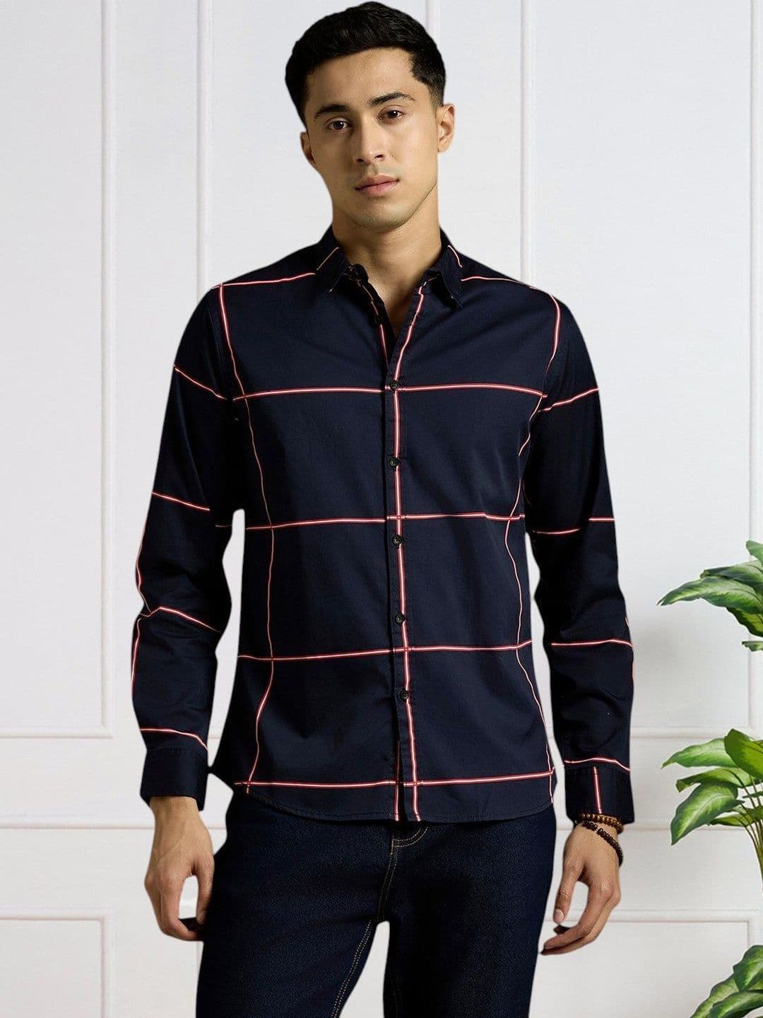 The Roadster Lifestyle Co Checked Cotton Spread Collar Shirts - view 1