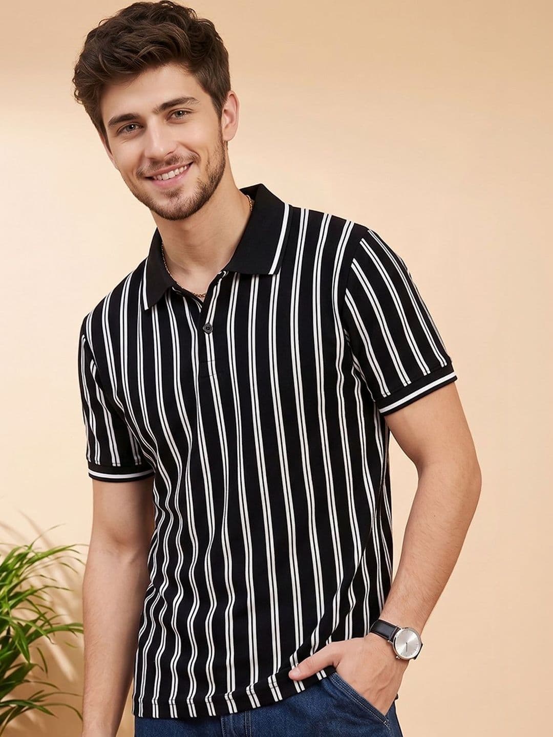 Kook N Keech Men Striped Polo Collar T-shirt - view 1
