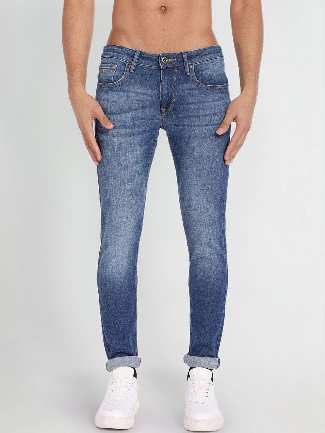 Flying Machine Men Super Skinny Fit Low-Rise Clean Look Heavy Fade Cotton Jeans - view 1