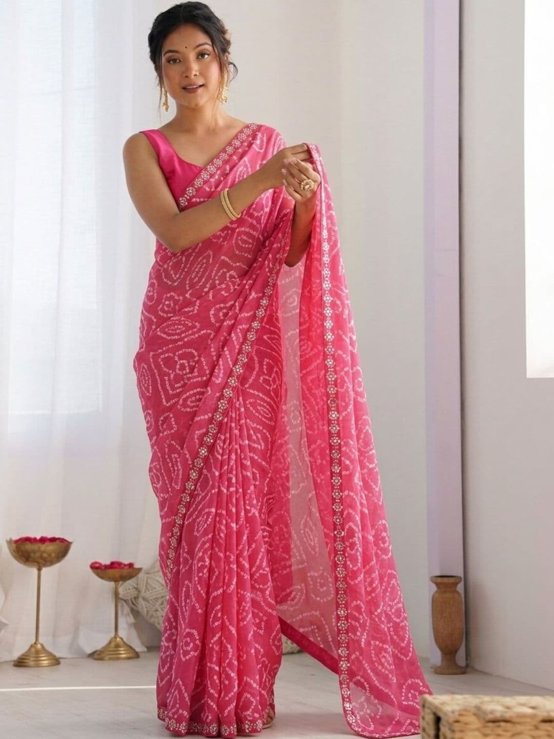 ODETTE Floral Embroidered Poly Georgette Heavy Work Saree - view 1