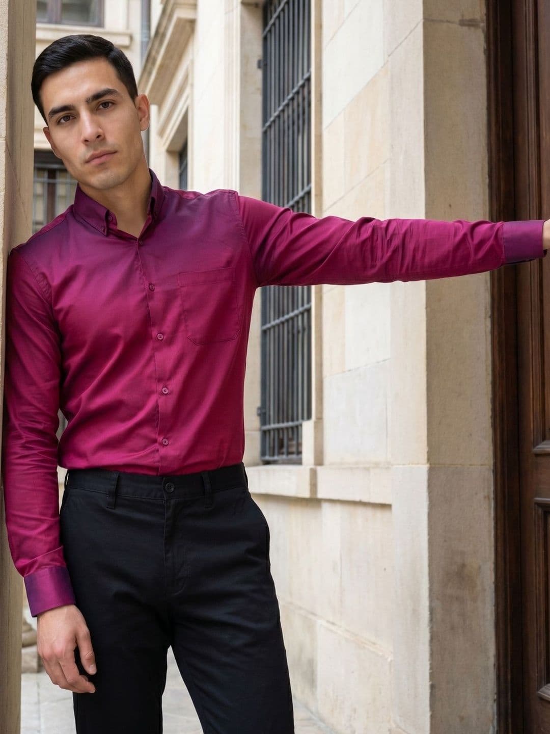 Indian Needle Men Classic Ombre Casual Shirt