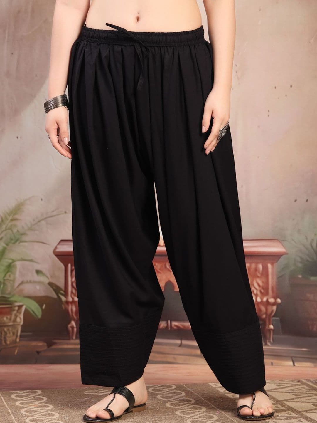 KALINI Women Solid Thread Work Loose Fit Farshi Salwar - view 1