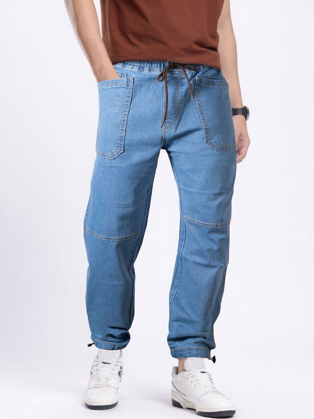 RIG BONE Men Loose Jogger Mid-Rise Heavy Fade Cuffed Hem Stretchable Jeans - view 1