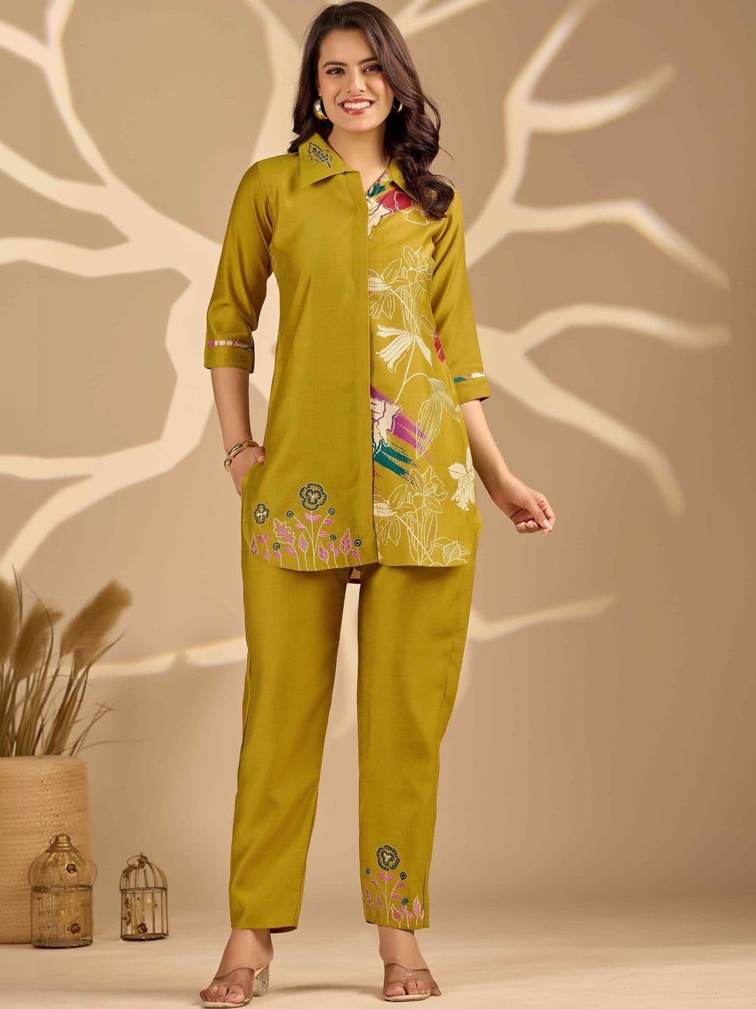 Sangria Floral Printed Tunic with Trousers - view 1