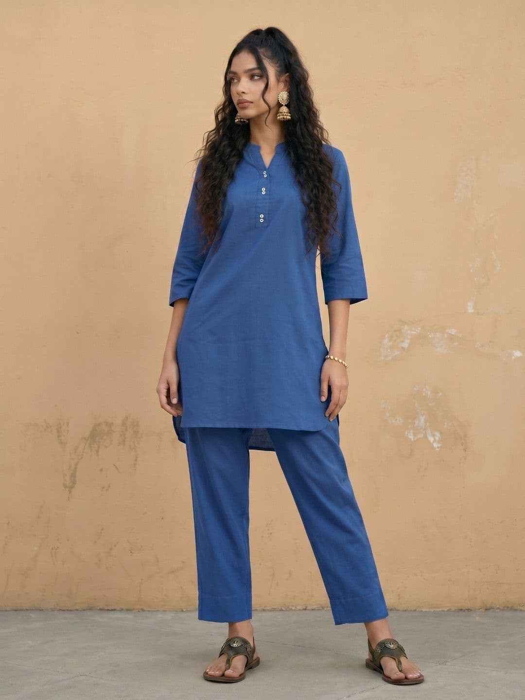 fusion by glitchez Mandarin Collar Kurta with Trousers - view 1