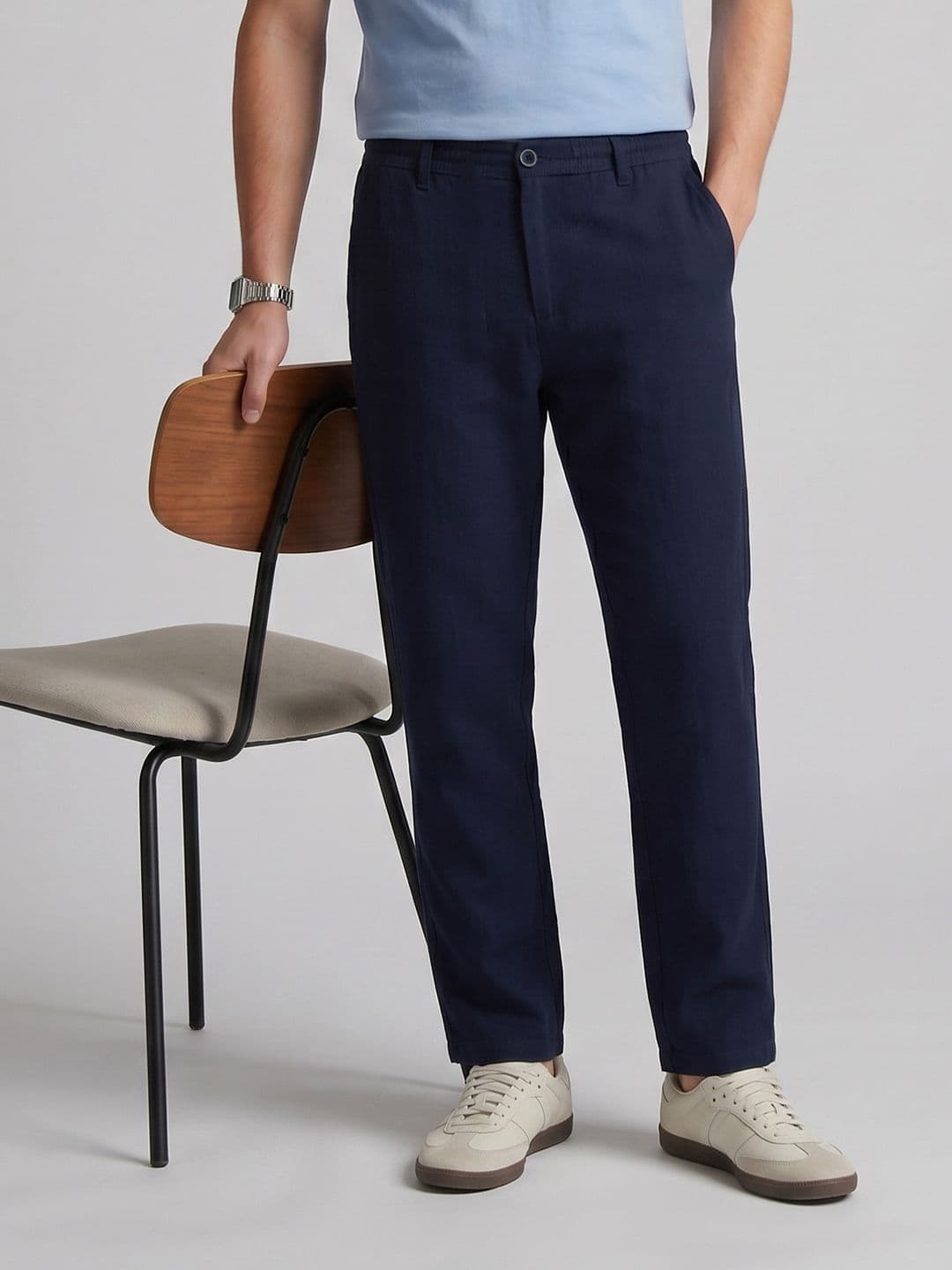 Louis Philippe Jeans Men Pure Cotton Straight Fit Chino Trousers - view 1