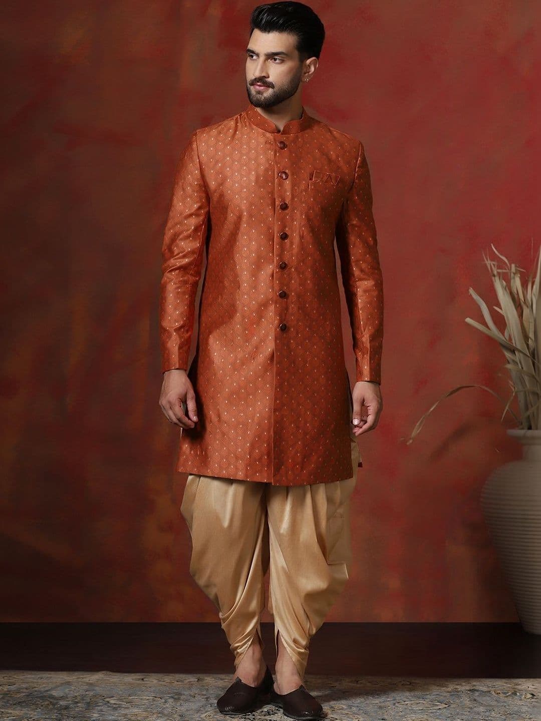 SOURAGYA Embroidered Mandarin Collar Sherwani - view 1