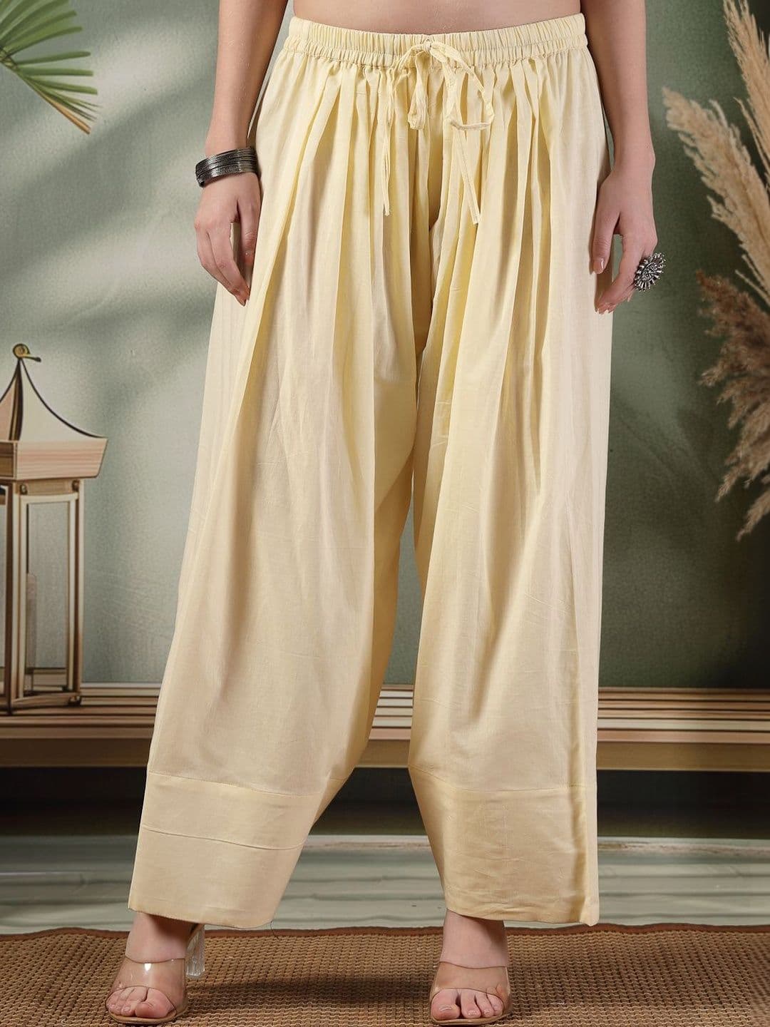 KALINI Women Solid Loose Fit Cotton Farshi Salwar - view 1
