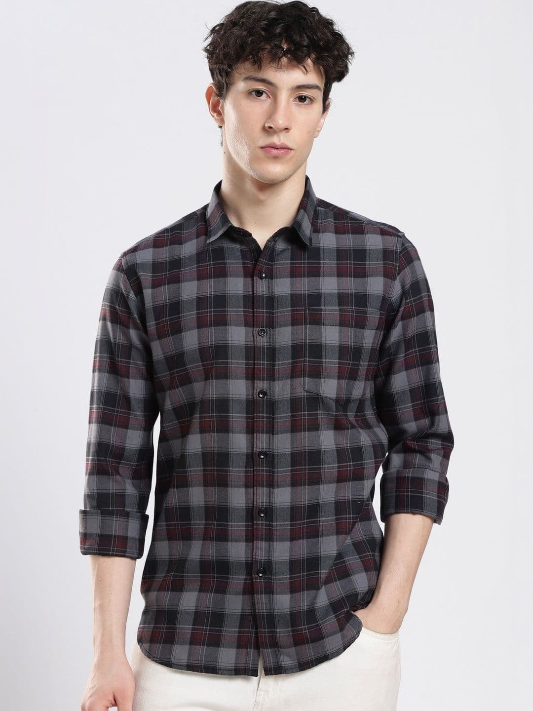 THE SHIRT CODE Men Slim Fit Tartan Checks Checked Casual Shirt - view 1