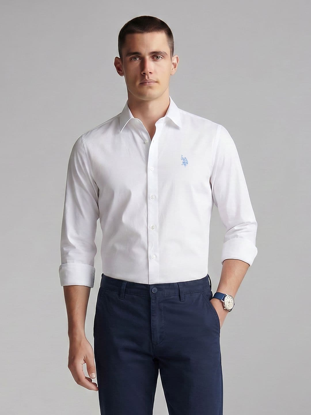U.S. Polo Assn. Spread Collar Pure Cotton Tailored Fit Casual Shirt - view 1