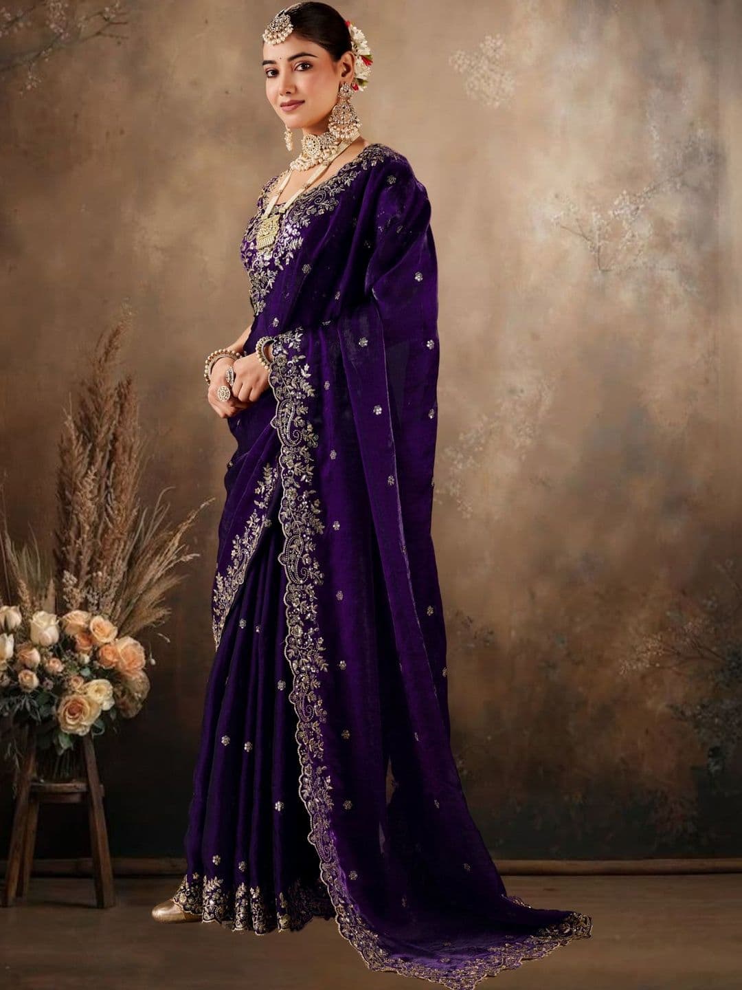 SANJANA SILK SANJANA SILK Embellished Embroidered Art Silk Heavy Work Banarasi Saree - view 1