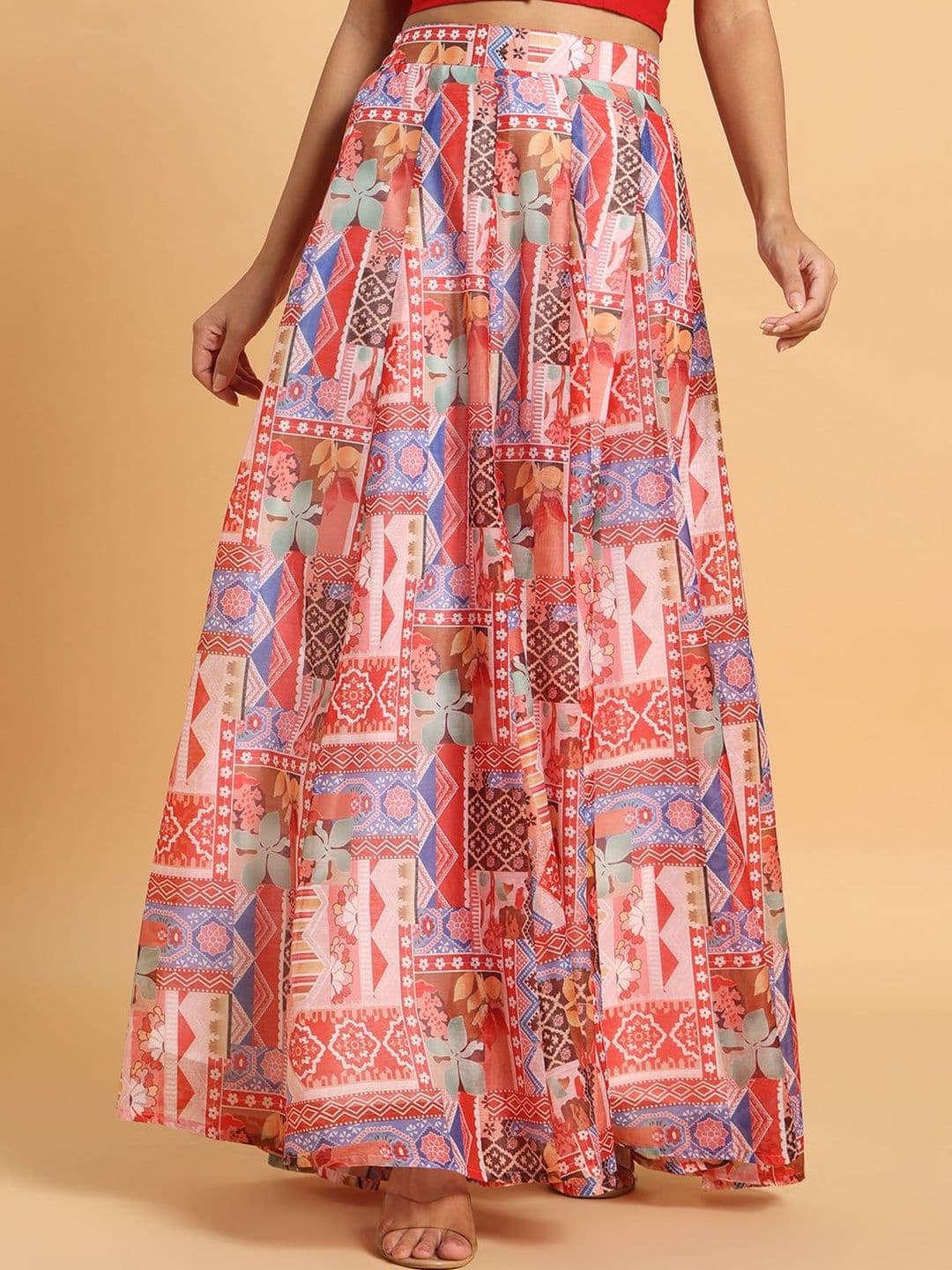 Frolic Rolic Women Chiffon Paisley Maxi Flared Skirt - view 1