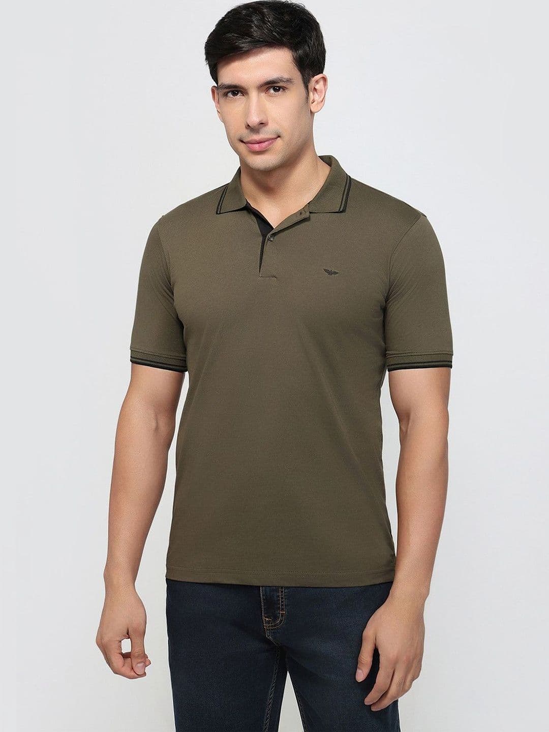 Park Avenue Men Brand Logo Polo Collar Pure Cotton Pockets Slim Fit T-shirt - view 1