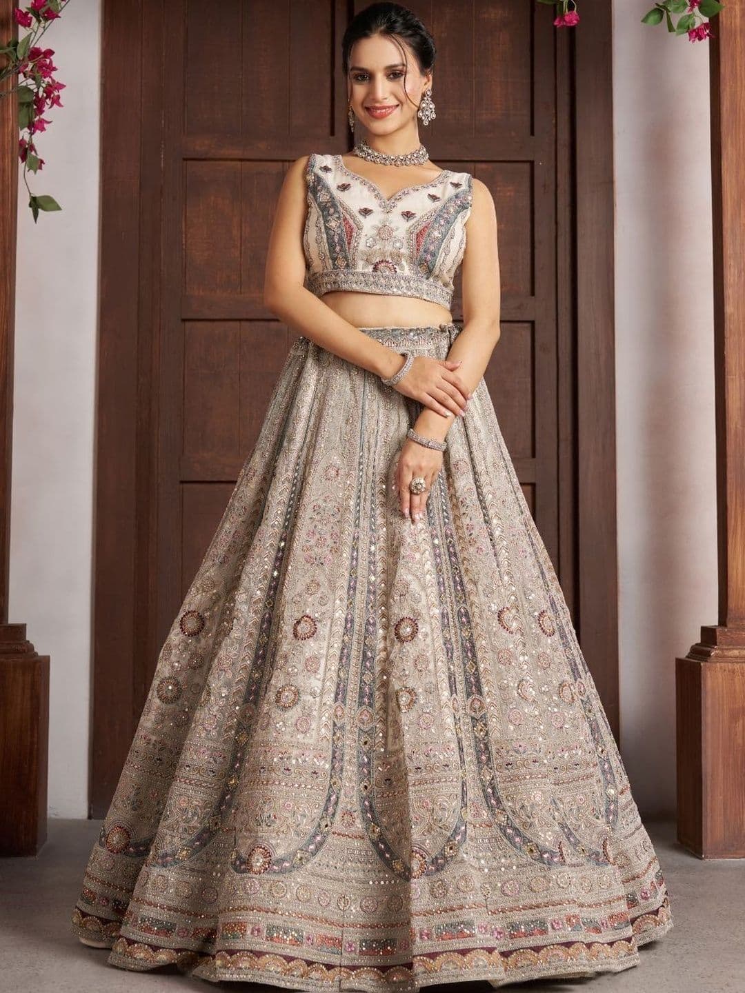 KESAR FAB Embellished Sequinned Semi-Stitched Lehenga & Unstitched Blouse With Dupatta - view 1