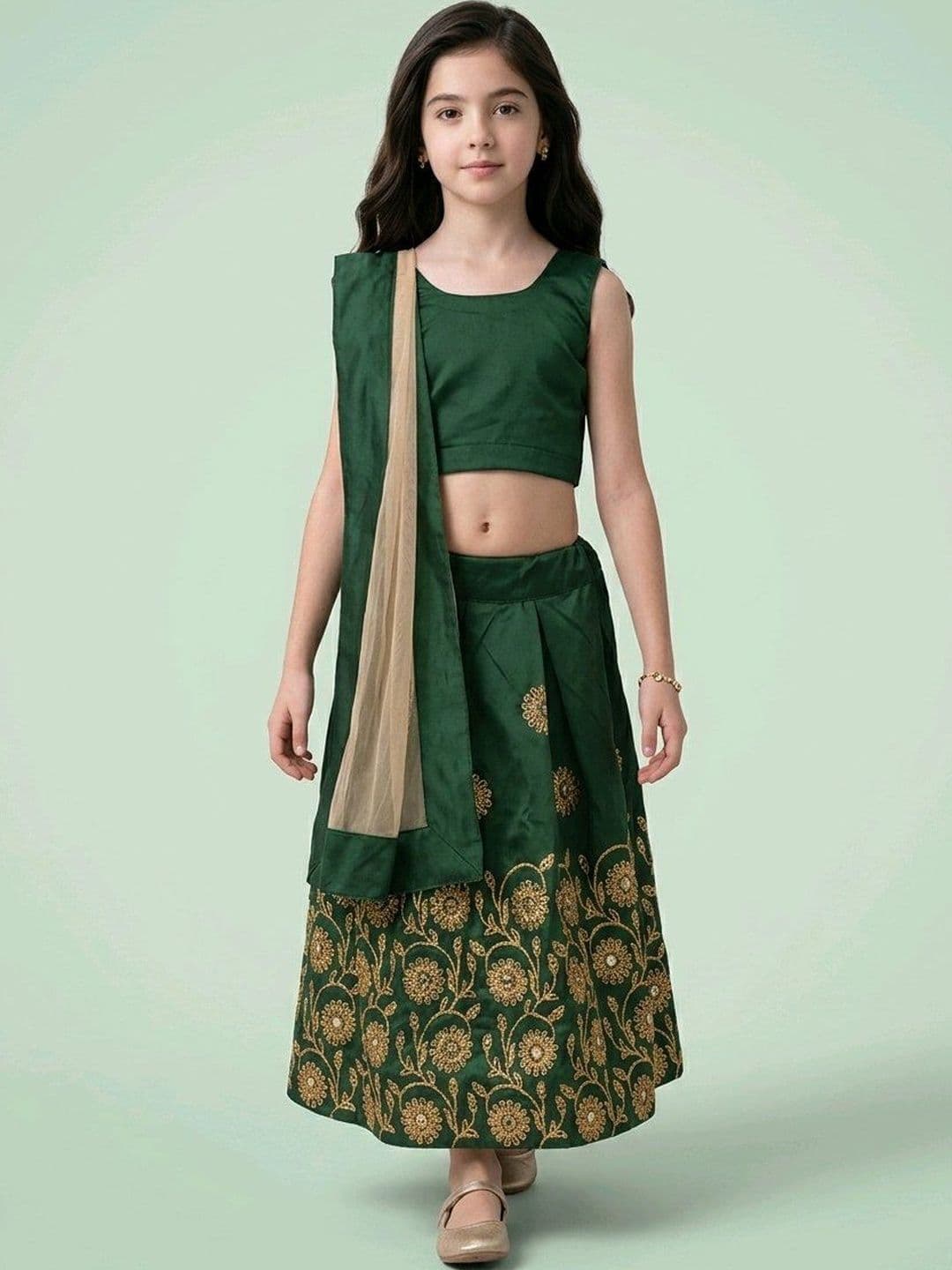 KALINI Girls Thread Work Ready to Wear Lehenga & Blouse With Dupatta - view 1