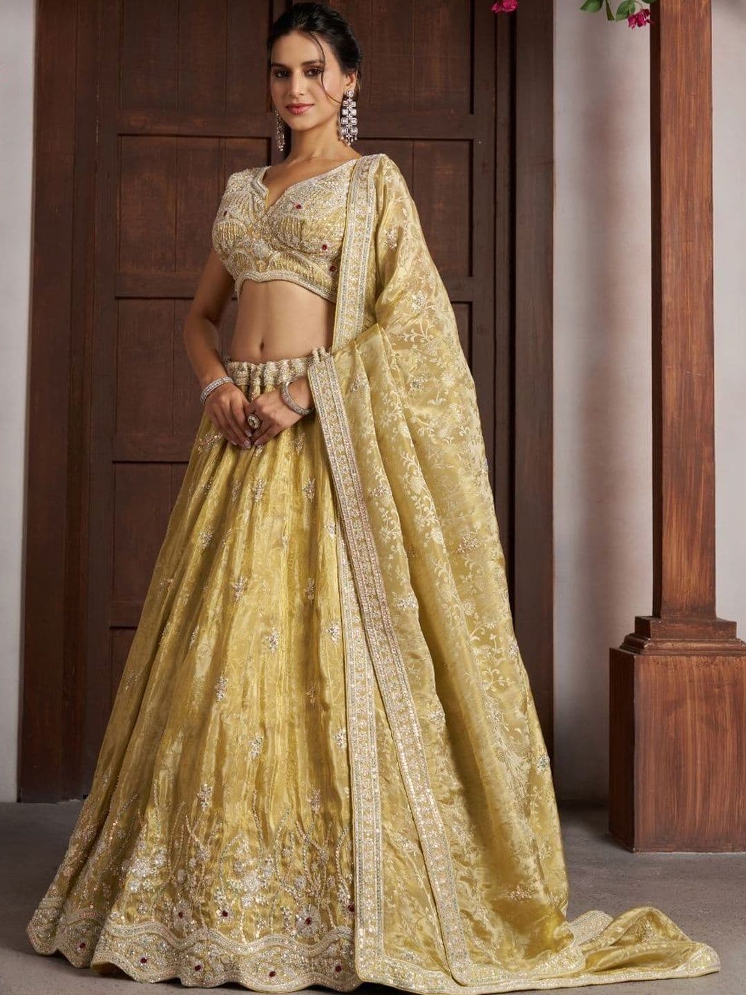 KESAR FAB Embellished Sequinned Semi-Stitched Lehenga & Blouse With Dupatta - view 1