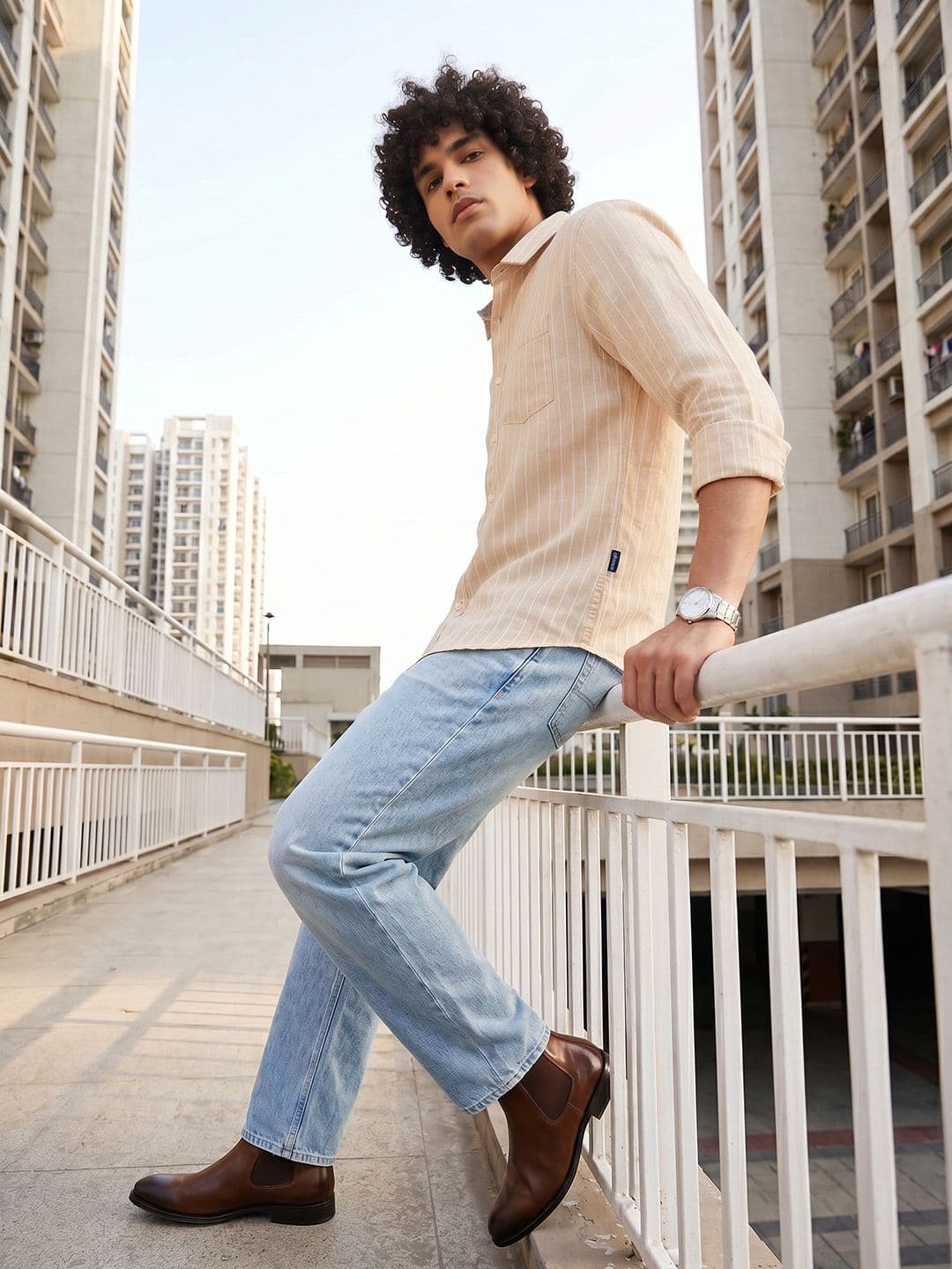 The Roadster Lifestyle Co. Men Premium Cotton Linen Slim Fit Striped Casual Shirt - view 1