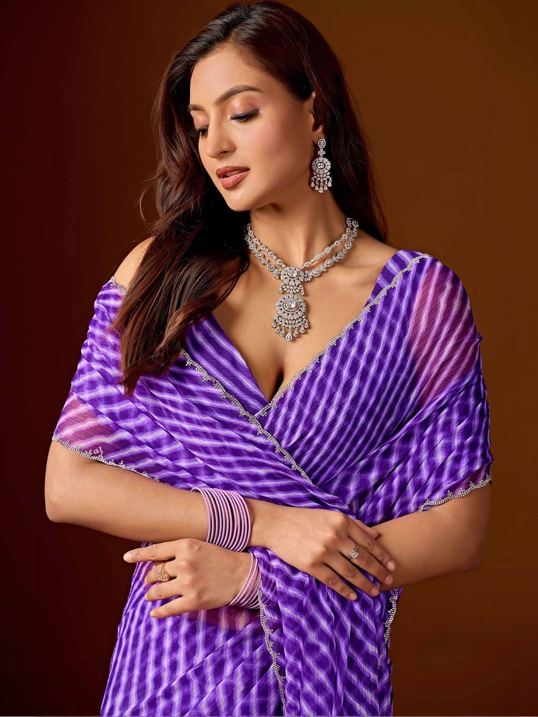 KIYAA FASHION Leheriya Pure Chiffon Saree - view 1